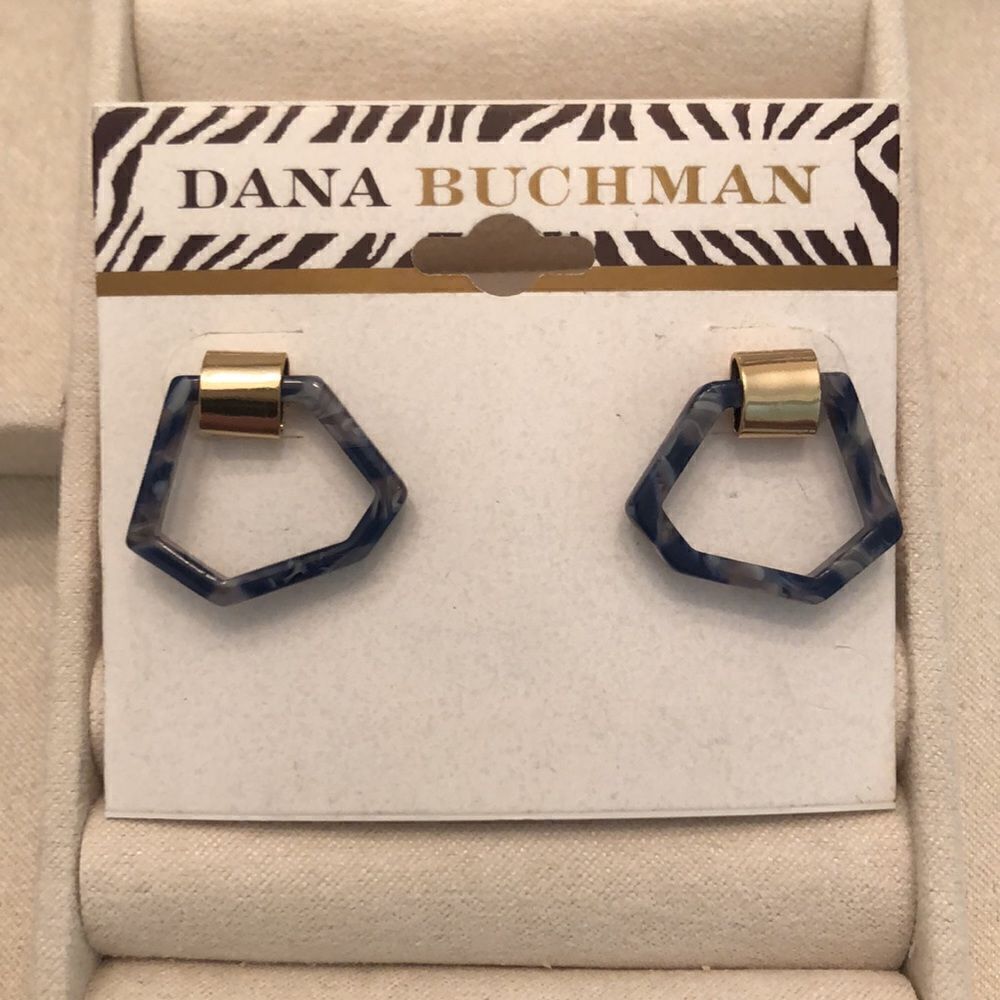 Dana Buchman Blue Resin Gold Tone Earrings 34 Width 14$